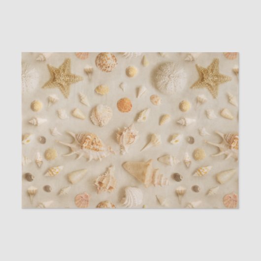 Papier Mousseline Plage de Starfish et Seashells (Recto)