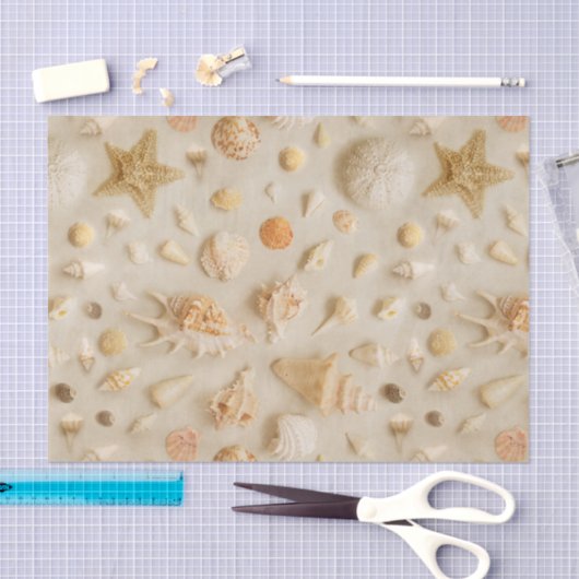 Papier Mousseline Plage de Starfish et Seashells (Artisanat)