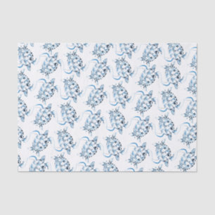 Papier Mousseline Plage Dusty Blue Sea Turtle
