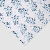 Papier Mousseline Plage Dusty Blue Sea Turtle (Détail)