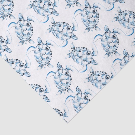 Papier Mousseline Plage Dusty Blue Sea Turtle (Détail)