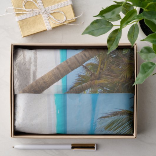 Papier Mousseline Plage isolée et palmiers (Cadeau)