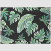 Papier Mousseline Plage Tropical Jungle Feuillage noir et vert (Recto)