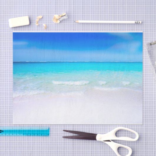 Papier Mousseline Plage tropicale avec mer turquoise (Artisanat)