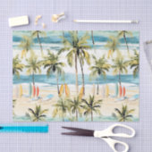 Papier Mousseline Plage tropicale avec planches (Artisanat)