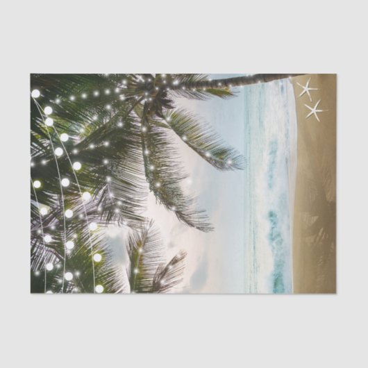 Papier Mousseline Plage tropicale Océan Palm Trees & Lumières Mariag (Recto)
