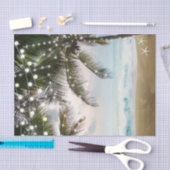 Papier Mousseline Plage tropicale Océan Palm Trees & Lumières Mariag (Artisanat)