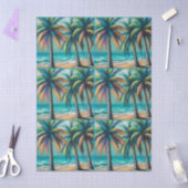 Papier Mousseline Plage tropicale Palmiers Chalk-Pastel Découpage (Artisanat)