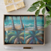 Papier Mousseline Plage tropicale Palmiers Chalk-Pastel Découpage (Cadeau)
