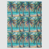 Papier Mousseline Plage tropicale Palmiers Chalk-Pastel Découpage (Recto)