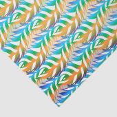 Papier Mousseline Plage turquoise et jaune motif de plume ludique (Détail)