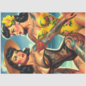 Papier Mousseline Plage Vintage tatouée (Recto)