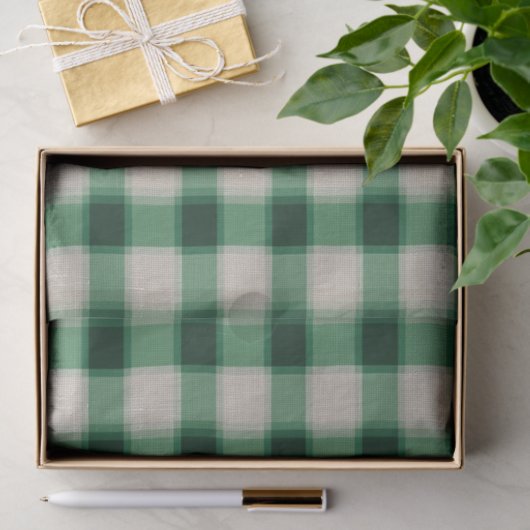 Papier Mousseline Plaid à la crème verte (Cadeau)