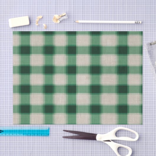 Papier Mousseline Plaid à la crème verte (Artisanat)