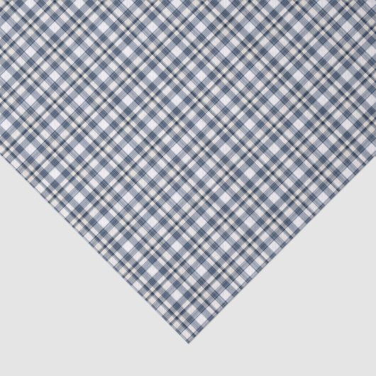 Papier Mousseline Plaid blanc bleu 1 (Détail)