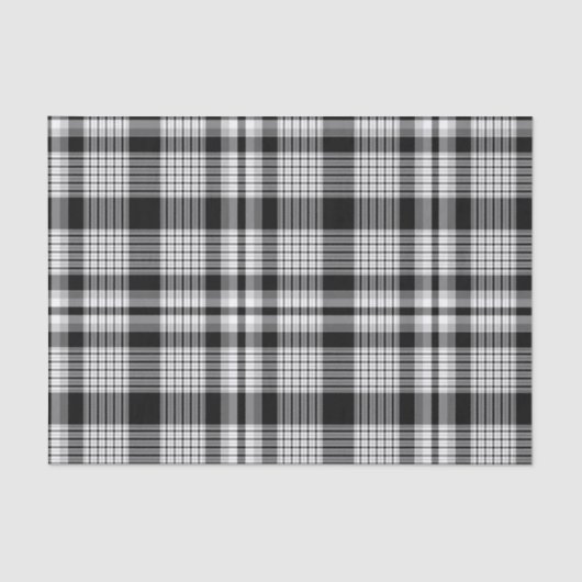 Papier Mousseline Plaid blanc et gris noir (Recto)