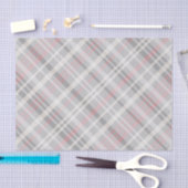 Papier Mousseline plaid blanc gris rose classique (Artisanat)