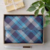 Papier Mousseline Plaid Bleu (Cadeau)