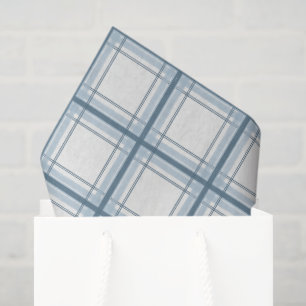Papier Mousseline Plaid bleu et crème