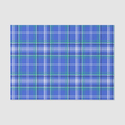 Papier Mousseline Plaid bleu et vert (Recto)
