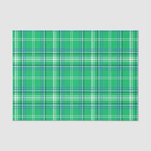 Papier Mousseline Plaid bleu et vert (Recto)