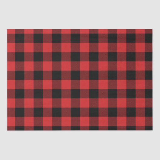 Papier Mousseline Plaid de Buffalo noir et rouge (Recto)