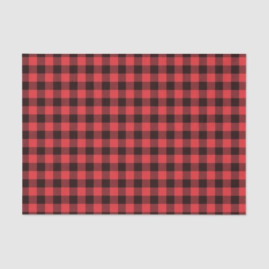 Papier Mousseline Plaid de buffle rouge et noir (Recto)