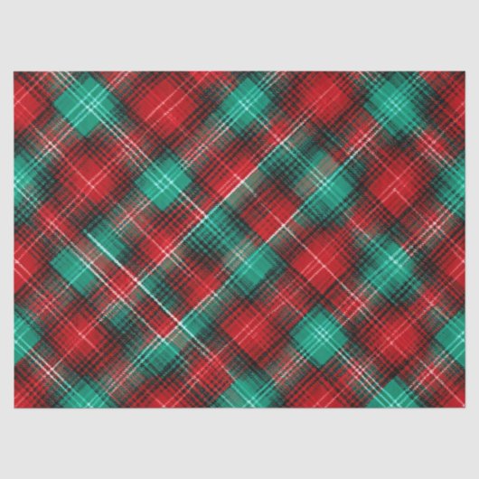 Papier Mousseline Plaid de vacances rouge et vert (Recto)