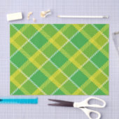 Papier Mousseline Plaid En Motif Géométrique Jaune Et Vert (Artisanat)