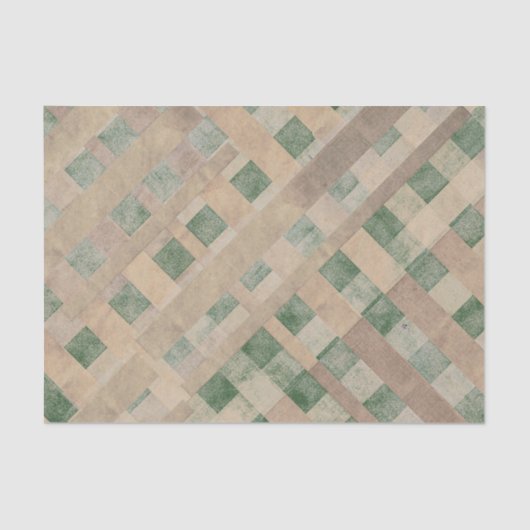 Papier Mousseline Plaid est devenu mauvais Grunge Green Gold Tissu P (Recto)