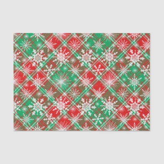 Papier Mousseline Plaid Et Snowflakes Noël Motif 2 (Recto)