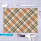 Papier Mousseline Plaid orange, vert et crème (Artisanat)