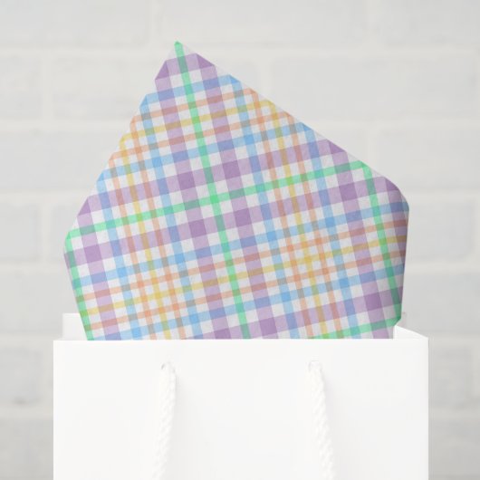 Papier Mousseline Plaid Pastel (Sac cadeau)