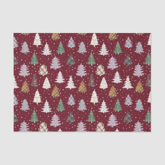 Papier Mousseline Plaid Patternes Motif de Noël à Maroon (Recto)