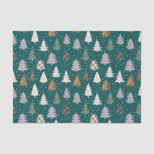 Papier Mousseline Plaid Patternes Motif de Noël en vert (Recto)