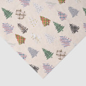 Papier Mousseline Plaid Patternes Noël Arbres Motif en Crème (Détail)