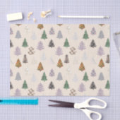 Papier Mousseline Plaid Patternes Noël Arbres Motif en Crème (Artisanat)