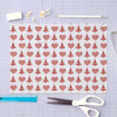 Papier Mousseline Plaid Red Christmas Trees and Hearts Motif (Artisanat)