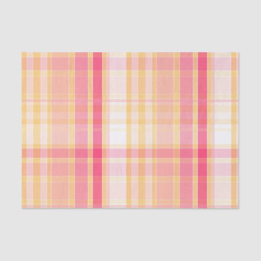 Papier Mousseline Plaid rose et jaune sans joint (Recto)