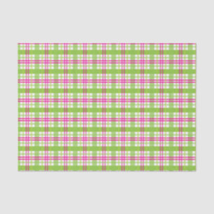 Papier Mousseline Plaid rose et vert