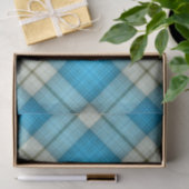 Papier Mousseline Plaid turquoise (Cadeau)