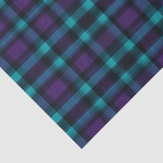 Papier Mousseline Plaid turquoise et violet (Détail)