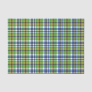 Papier Mousseline Plaid Vert Et Bleu