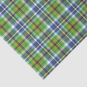 Papier Mousseline Plaid Vert Et Bleu (Détail)