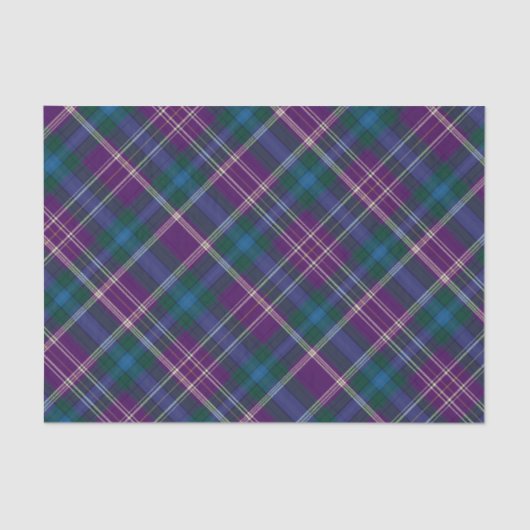 Papier Mousseline Plaid violet, bleu et vert (Recto)
