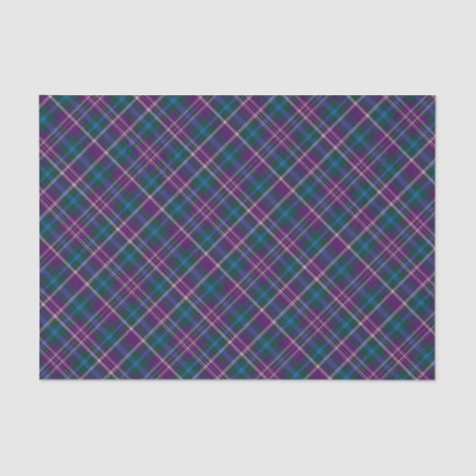 Papier Mousseline Plaid violet, bleu et vert (Recto)