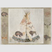 Papier Mousseline Plaines Indigène Teepee Buffalo Deer Decoupage (Recto)
