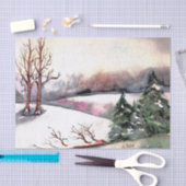 Papier Mousseline Plan d'hiver Aquarelle Papier Tissu (Artisanat)