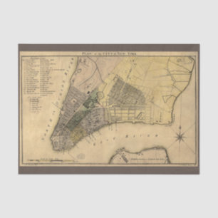 Papier Mousseline Plan vintage de New York, 1789, restauré