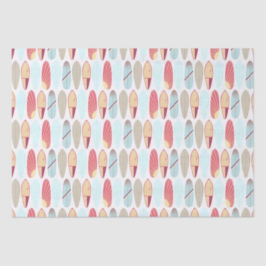 Papier Mousseline Planche de surf rouge et bleu rétro cool (Recto)